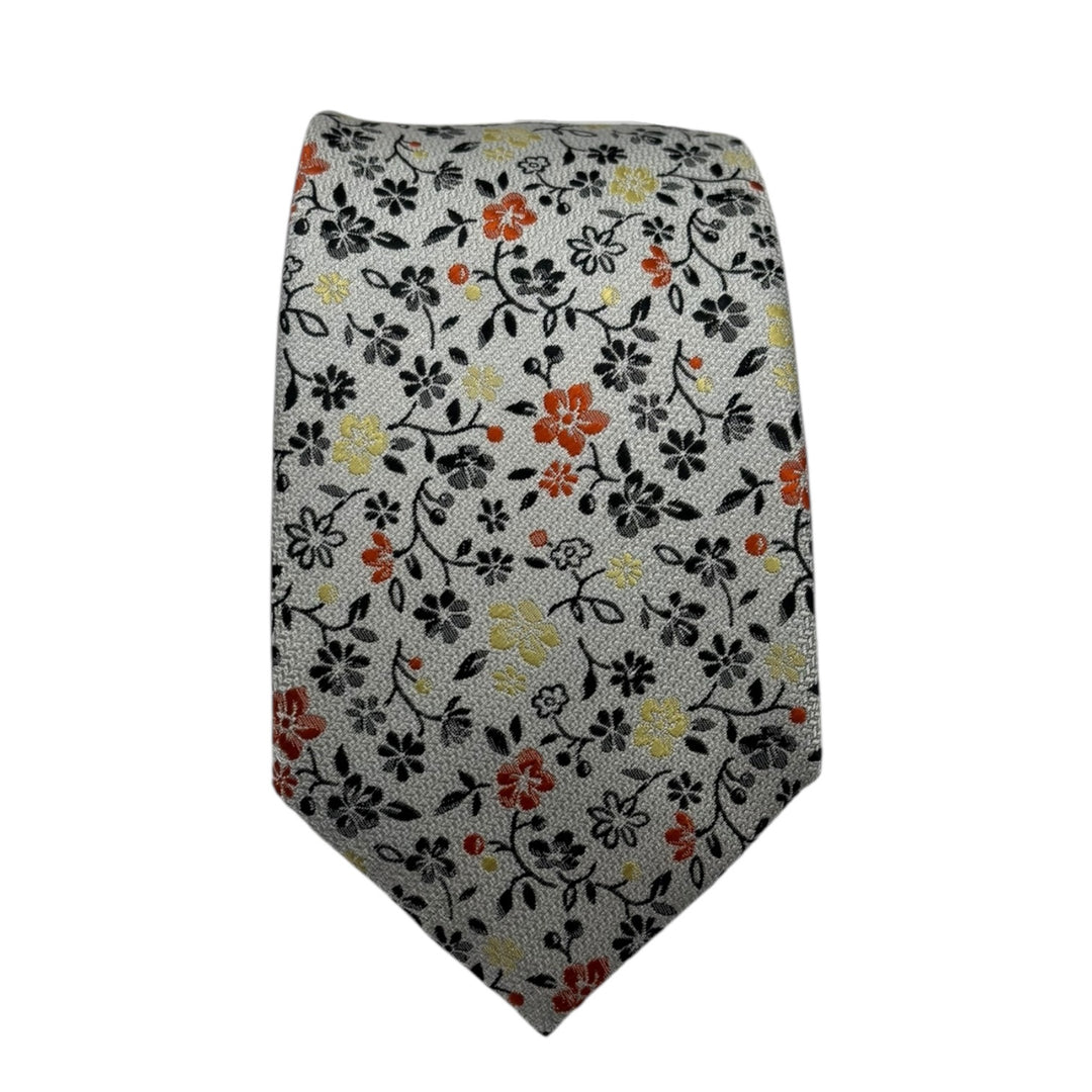 Floral Stone Orange Tie and Pocket Square