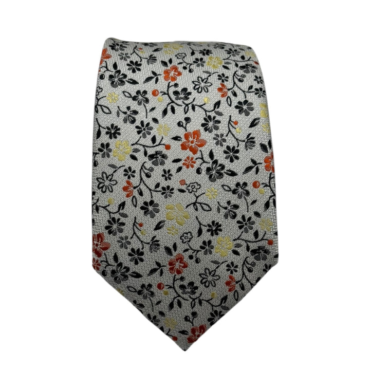 Floral Stone Orange Tie and Pocket Square