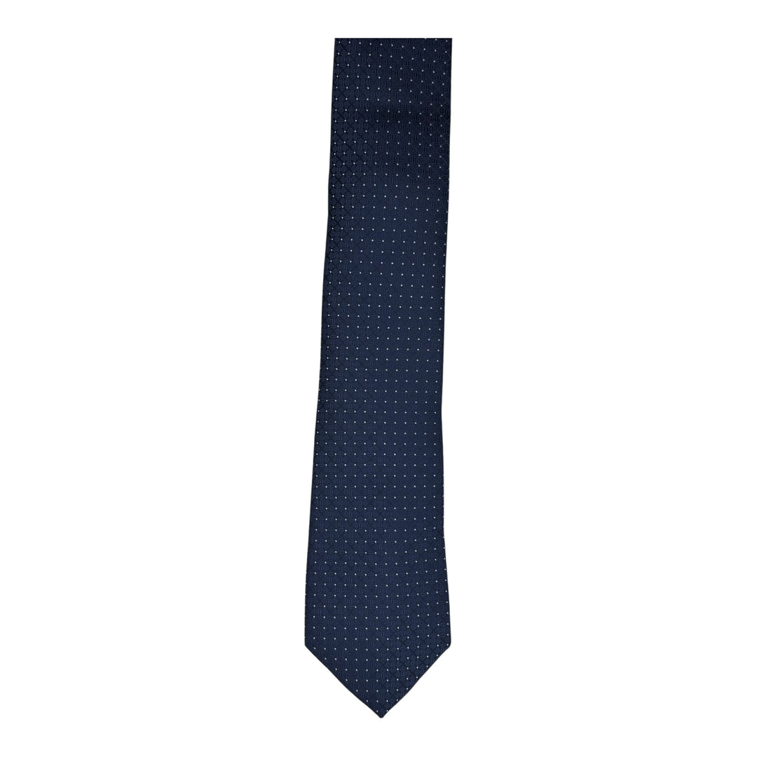 Navy Silver Pin Dot Tie and Pocket Square