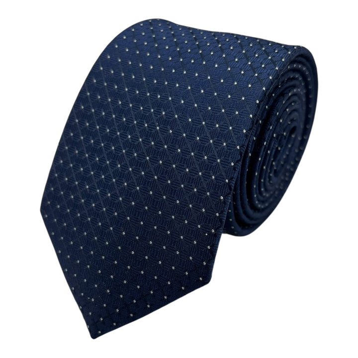Navy Silver Pin Dot Tie and Pocket Square