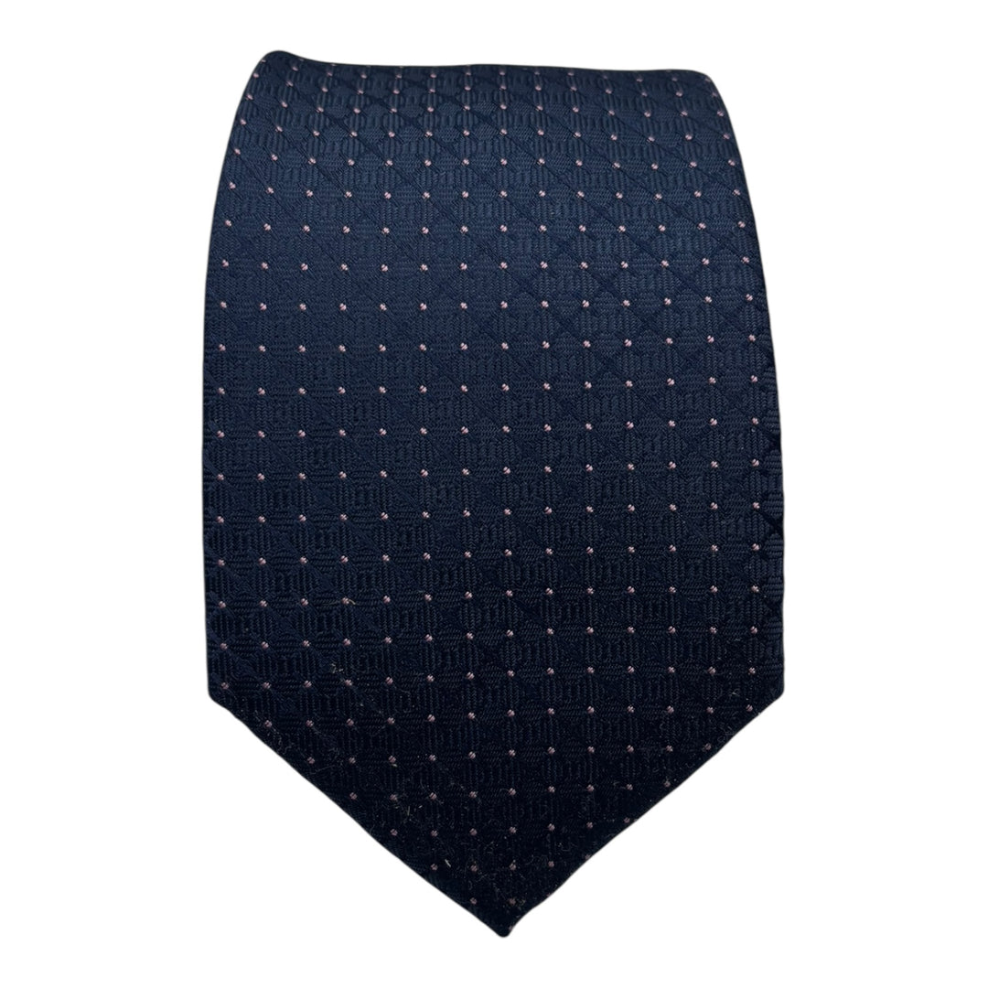 Navy Pink Pin Dot Tie and Pocket Square