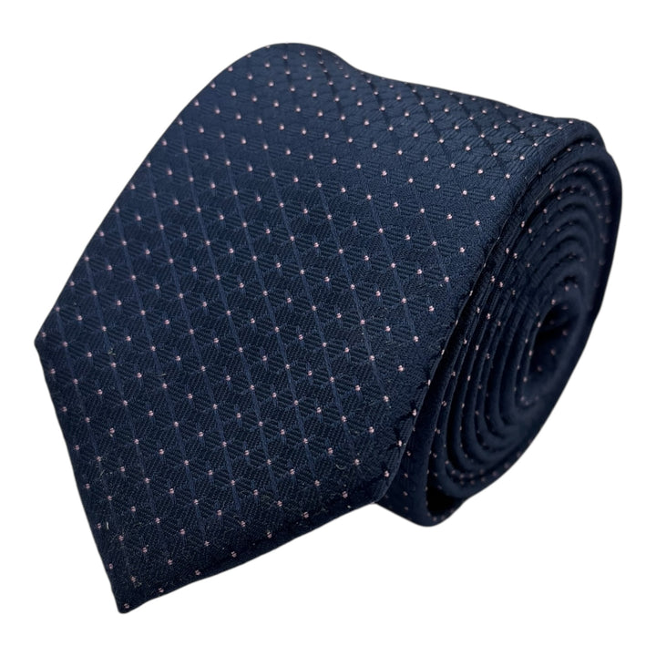 Navy Pink Pin Dot Tie and Pocket Square