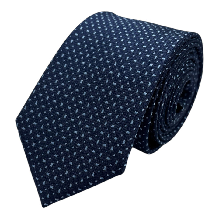 Navy Block Print Tie and Pocket Square