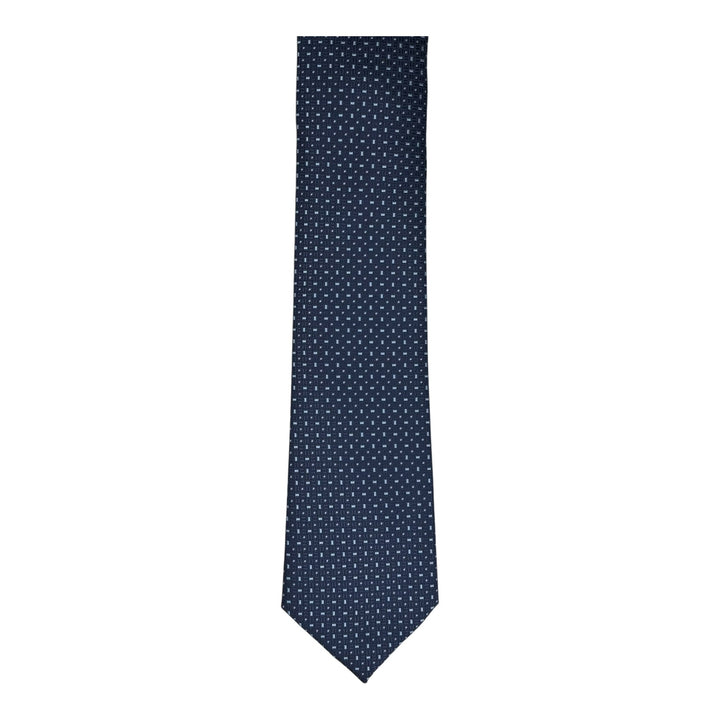 Navy Block Print Tie and Pocket Square
