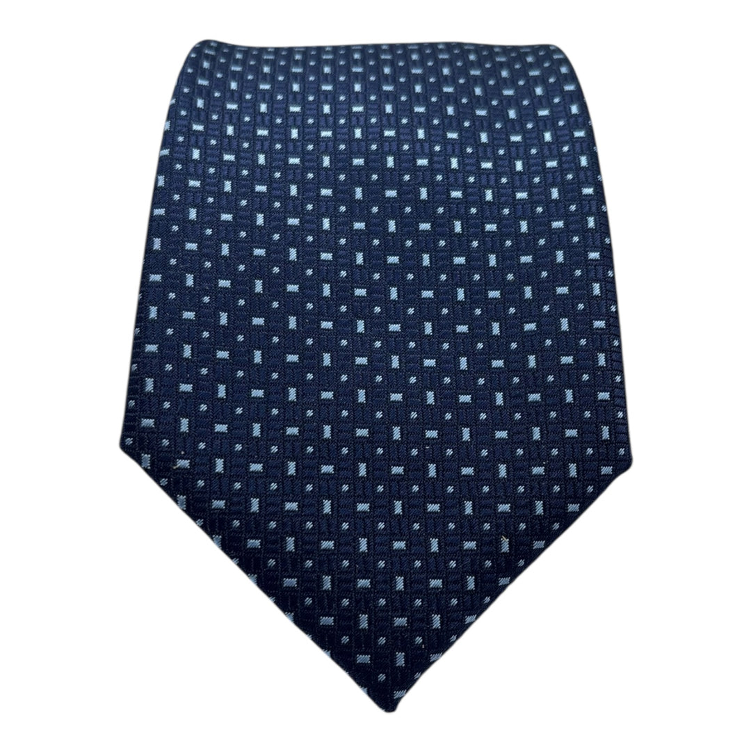 Navy Block Print Tie and Pocket Square