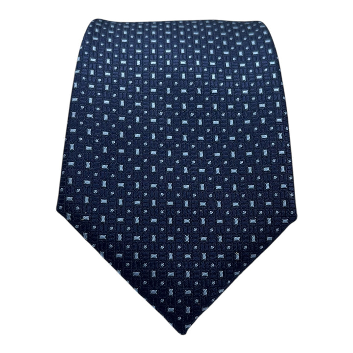 Navy Block Print Tie and Pocket Square