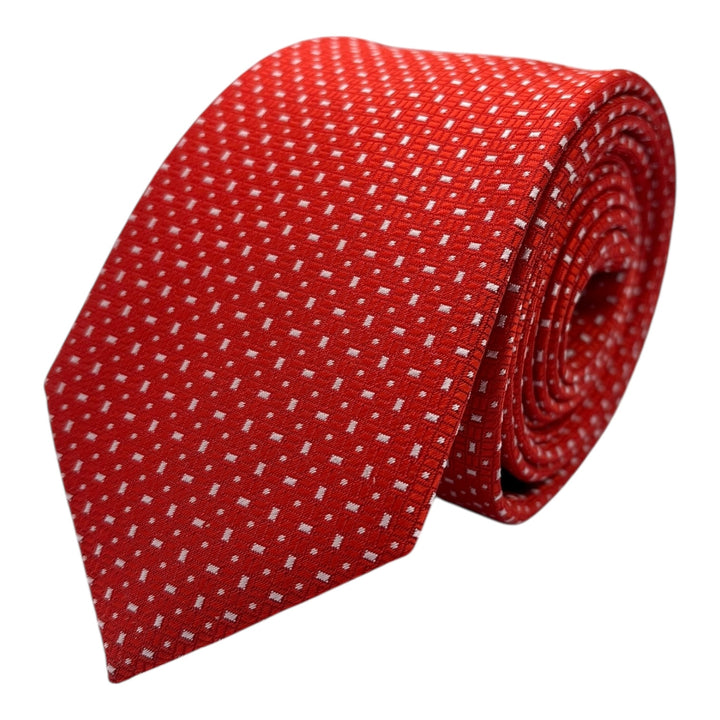 Red Block Print Tie and Pocket Square