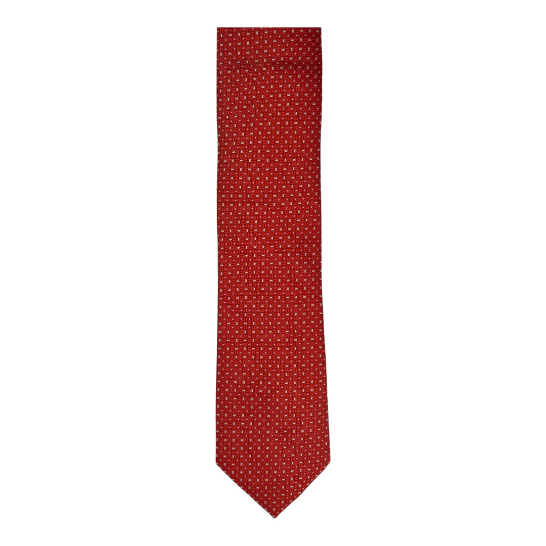 Red Block Print Tie and Pocket Square