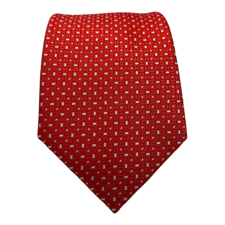 Red Block Print Tie and Pocket Square