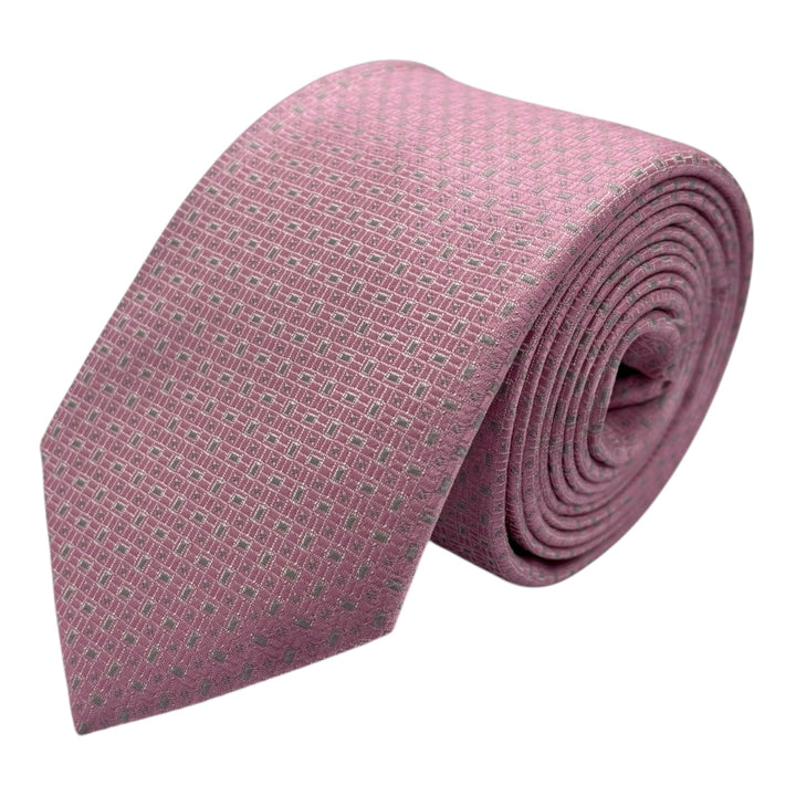 Pink Block Print Tie and Pocket Square