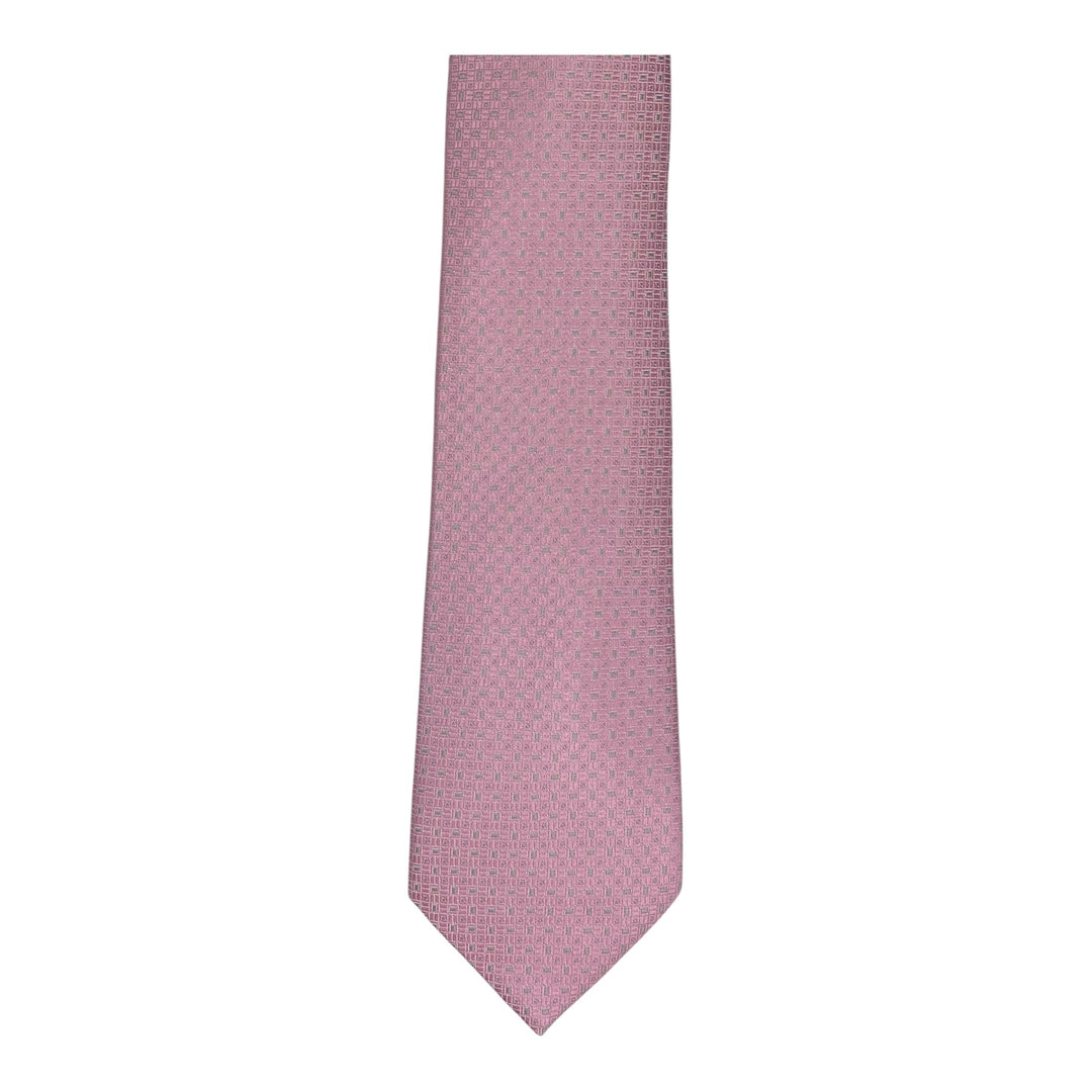 Pink Block Print Tie and Pocket Square