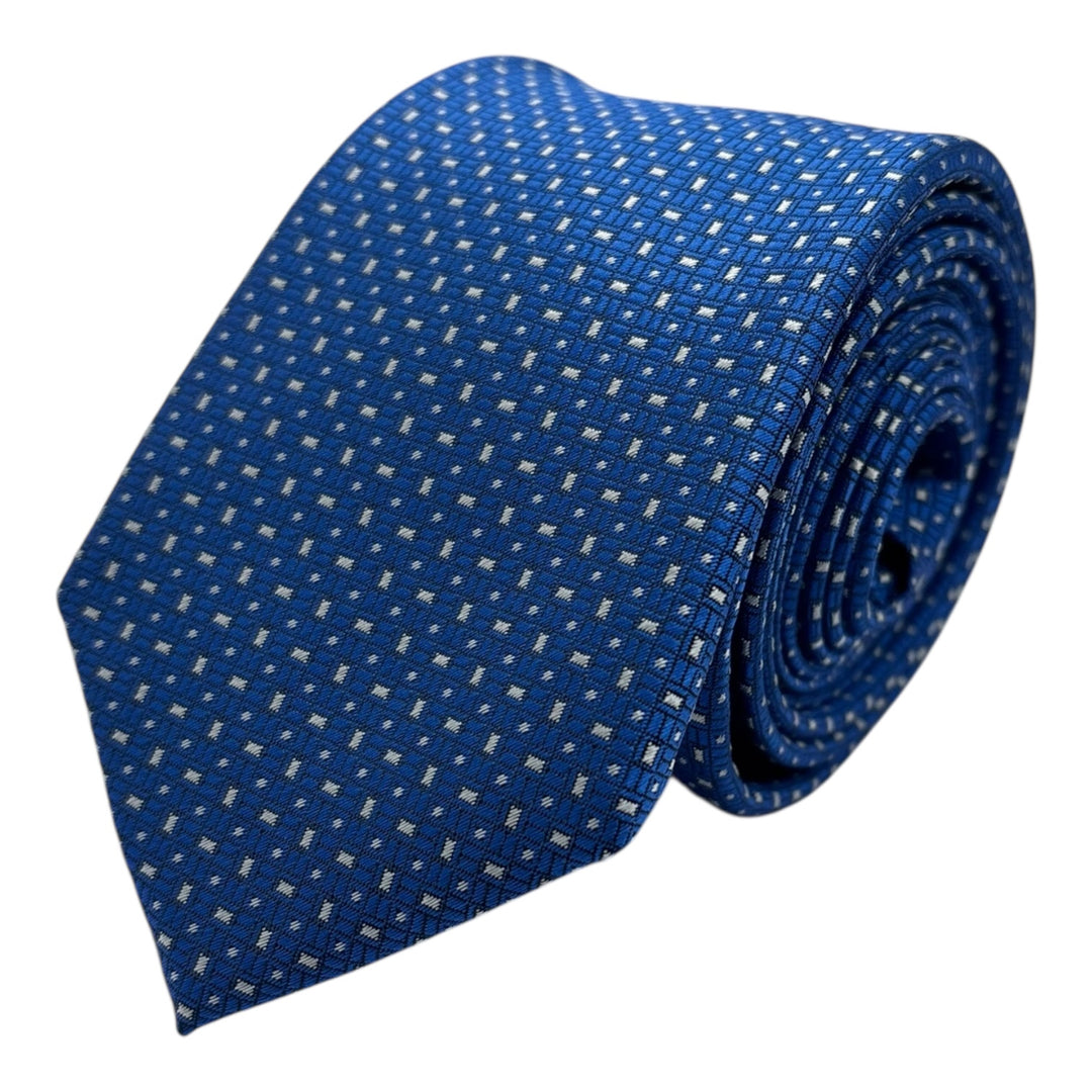 Cobalt Blue Block Print Tie and Pocket Square