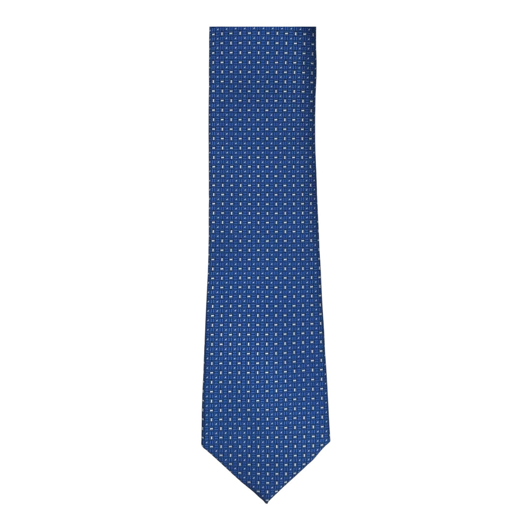 Cobalt Blue Block Print Tie and Pocket Square