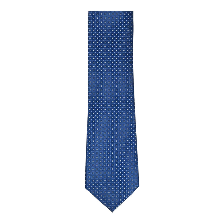 Cobalt Blue Block Print Tie and Pocket Square