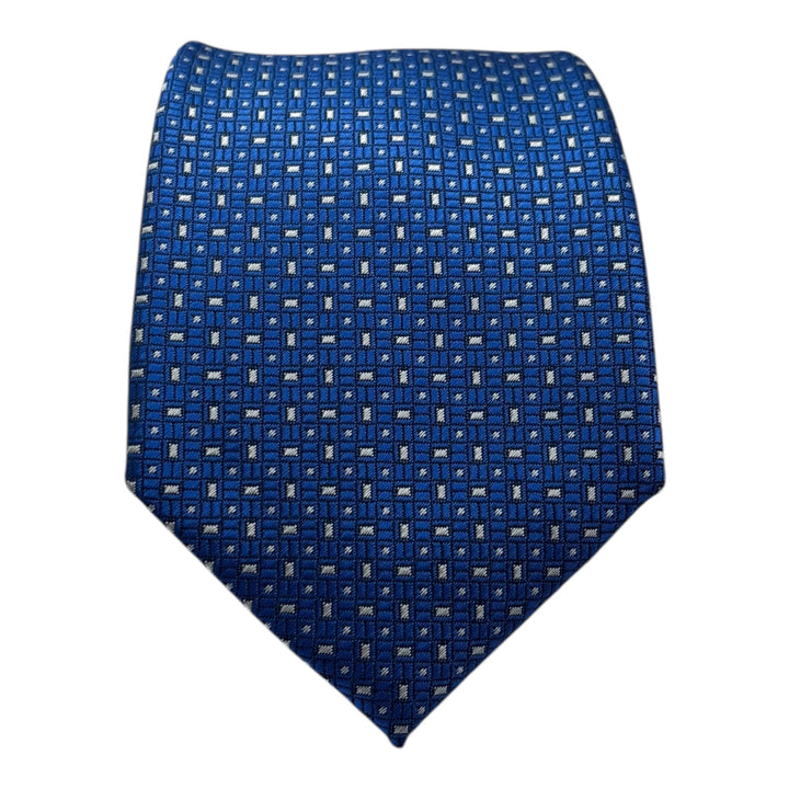Cobalt Blue Block Print Tie and Pocket Square