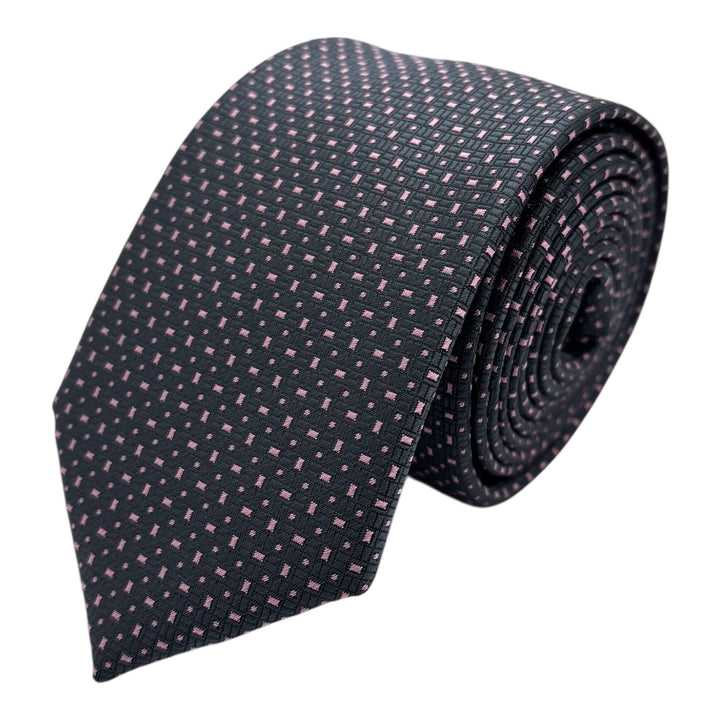 Dark Navy Block Print Tie and Pocket Square