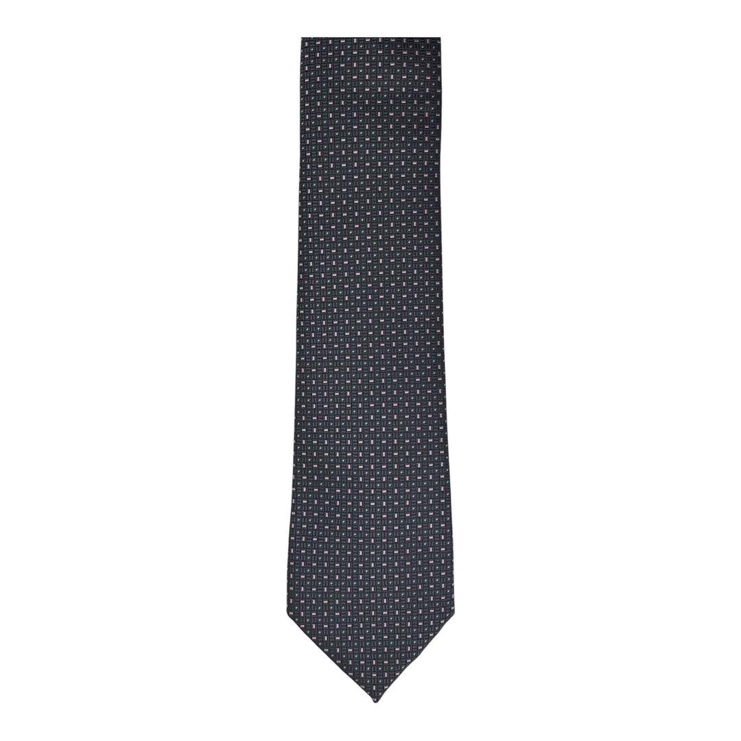 Dark Navy Block Print Tie and Pocket Square