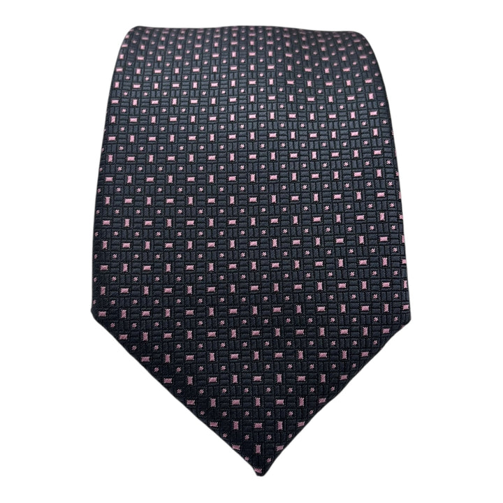 Dark Navy Block Print Tie and Pocket Square