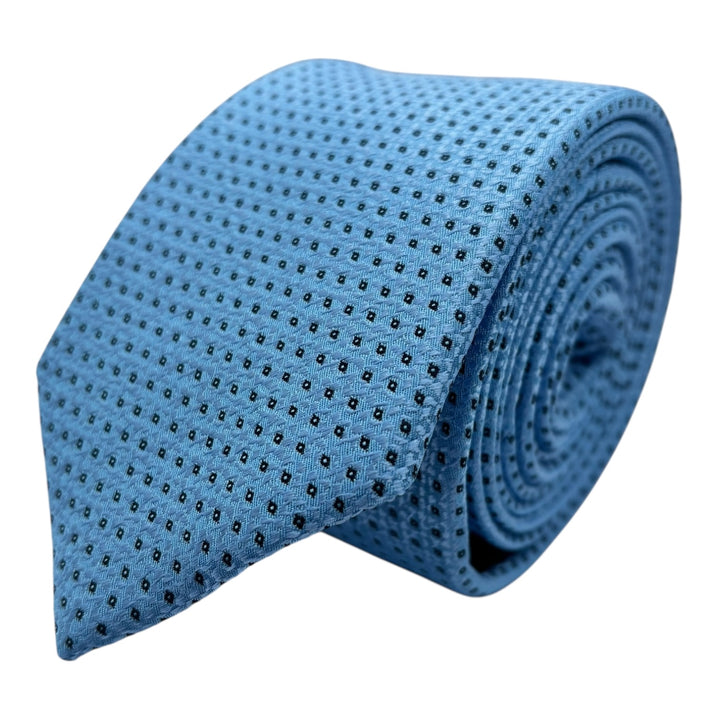 Blue Block Print Tie and Pocket Square