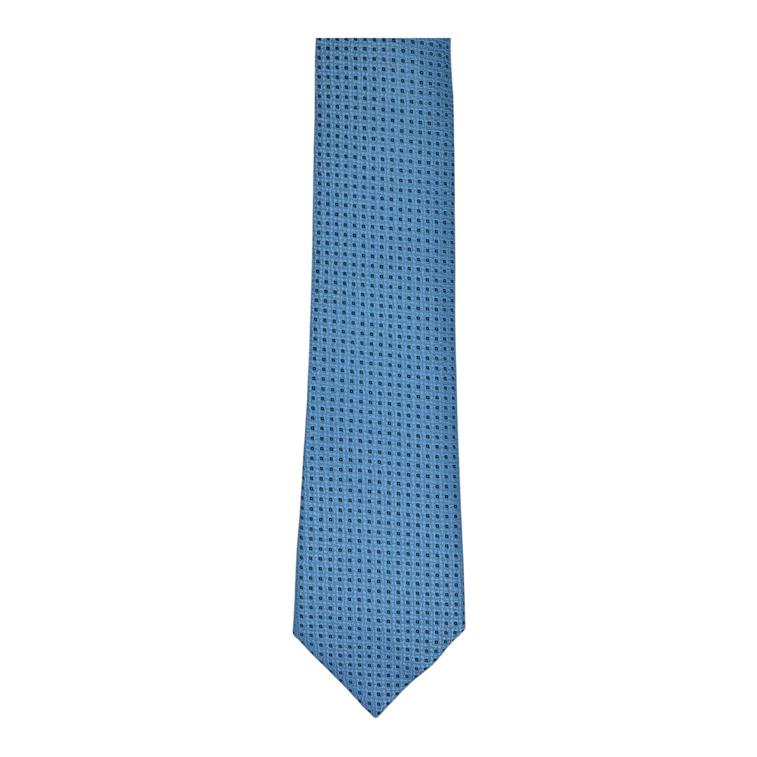 Blue Block Print Tie and Pocket Square