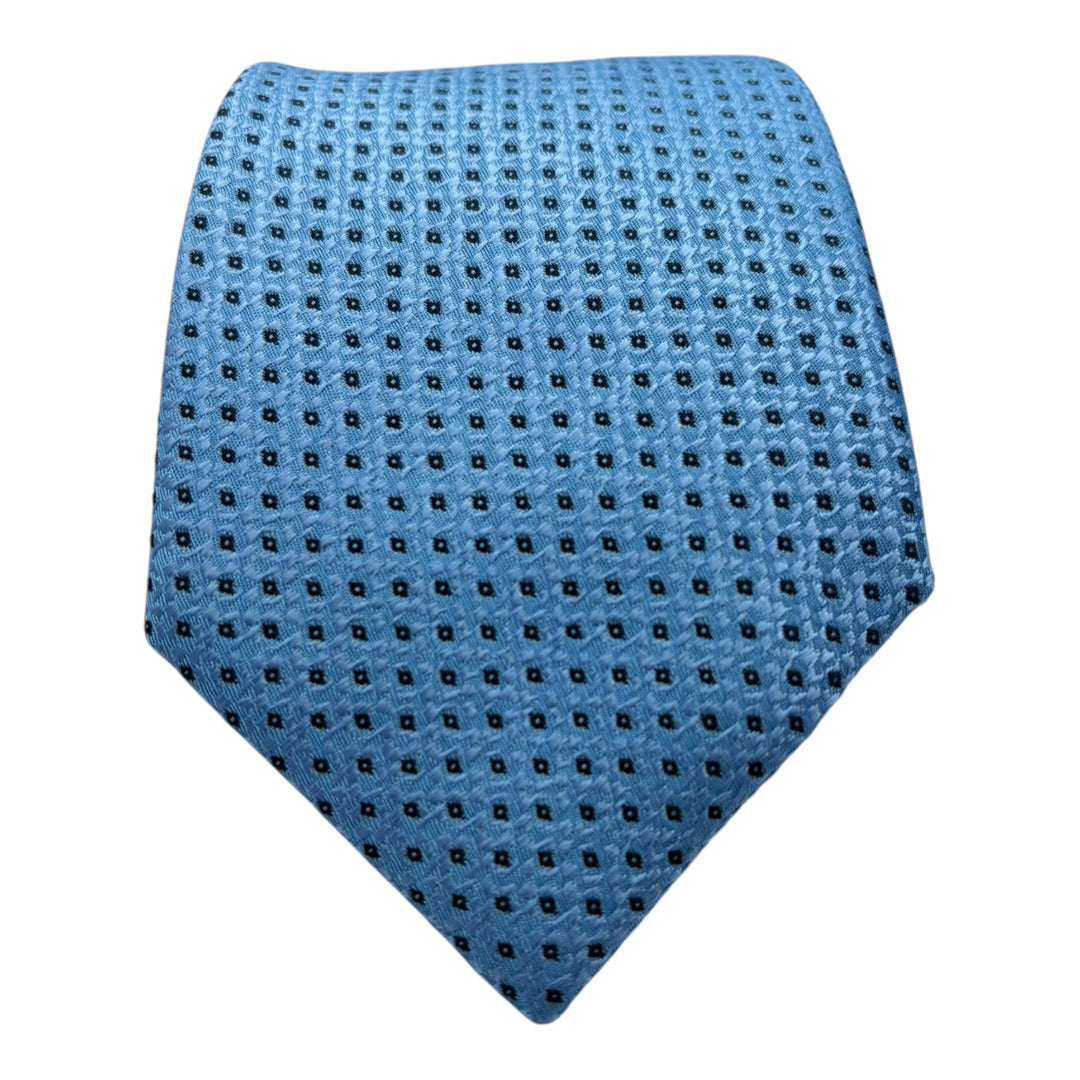 Blue Block Print Tie and Pocket Square