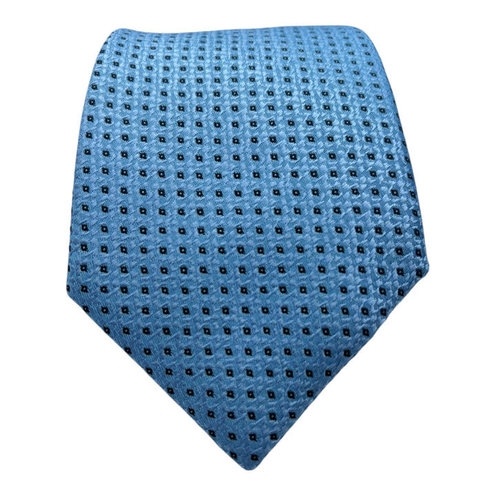 Blue Block Print Tie and Pocket Square