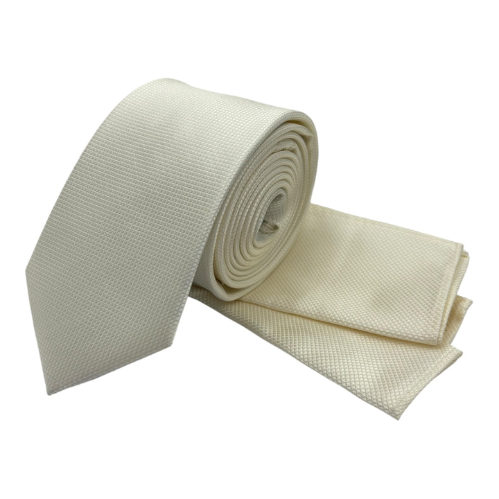 Ivory Square Weave Tie & Pocket Square