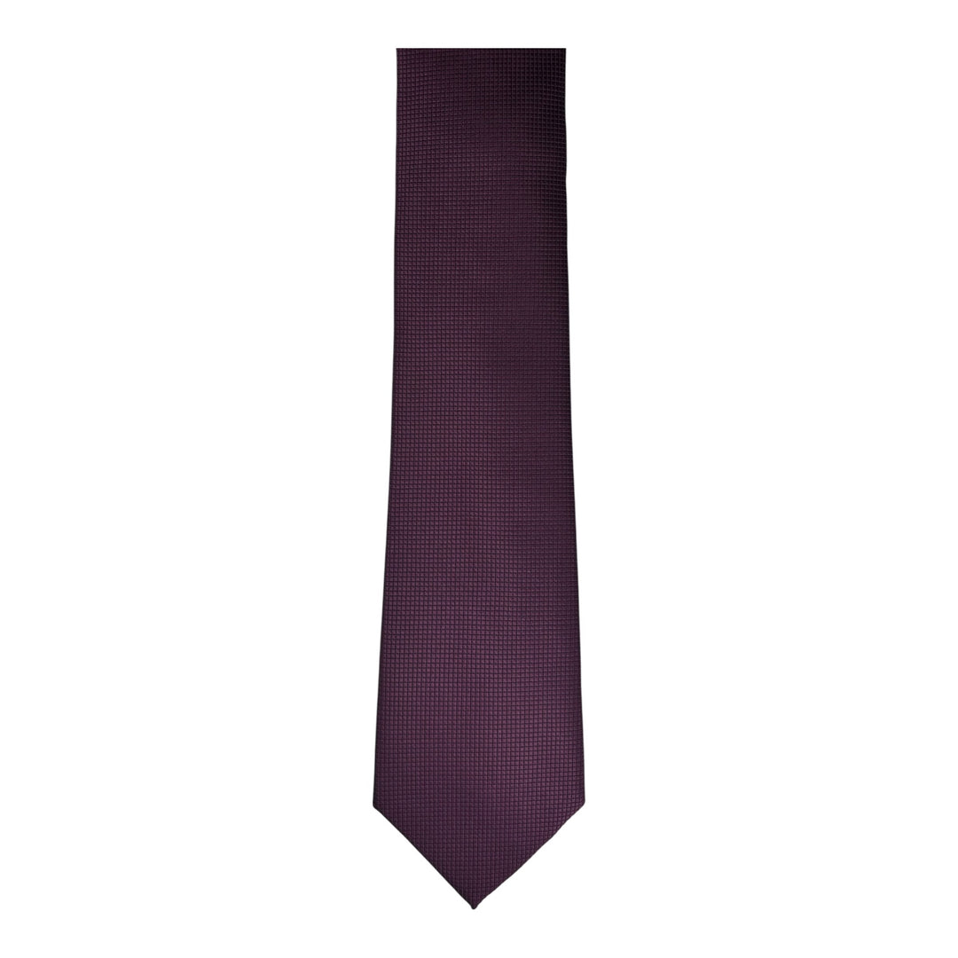 Plum Square Weave Print Tie and Pocket Square