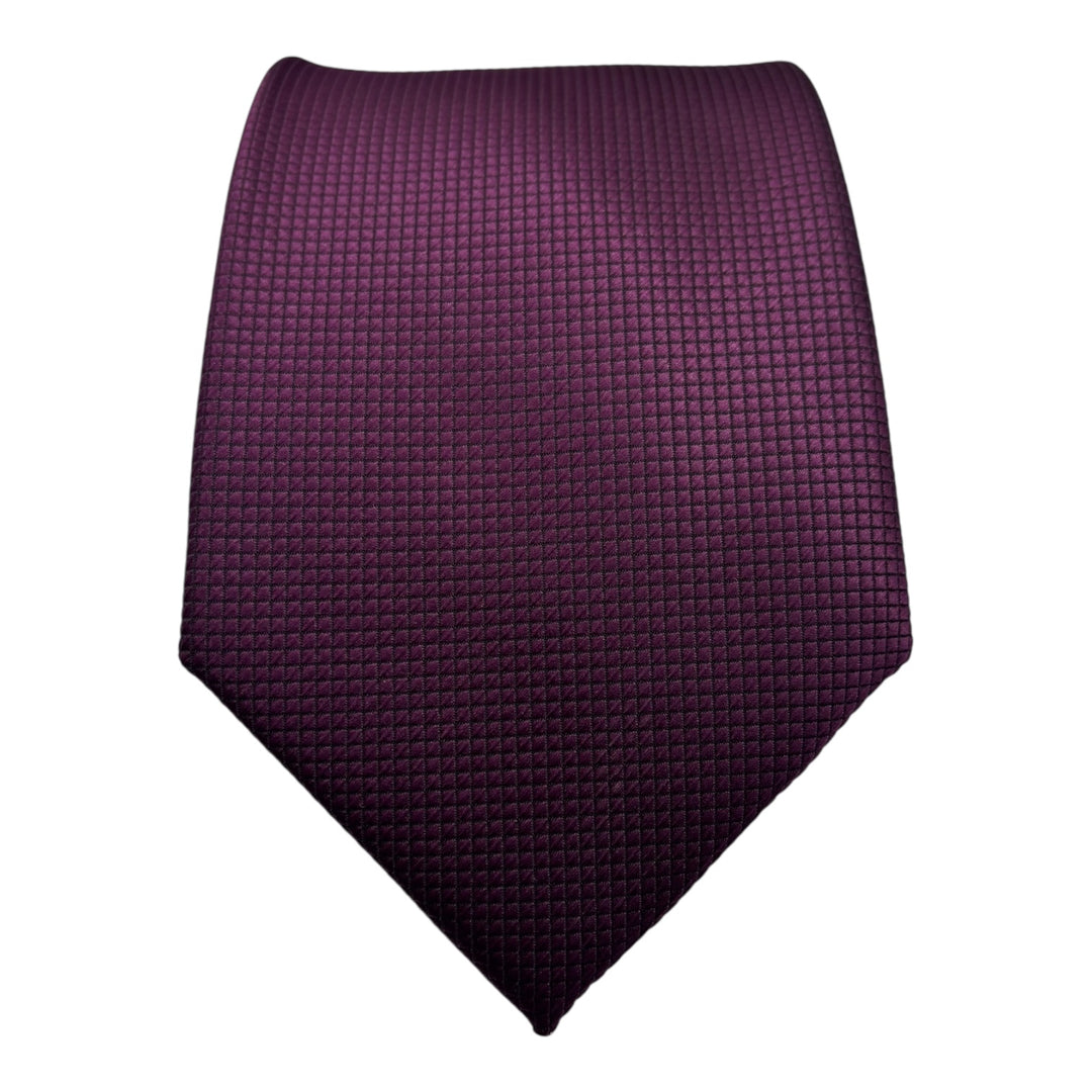 Plum Square Weave Print Tie and Pocket Square