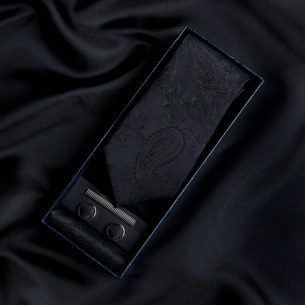 Black Paisley Tie Set