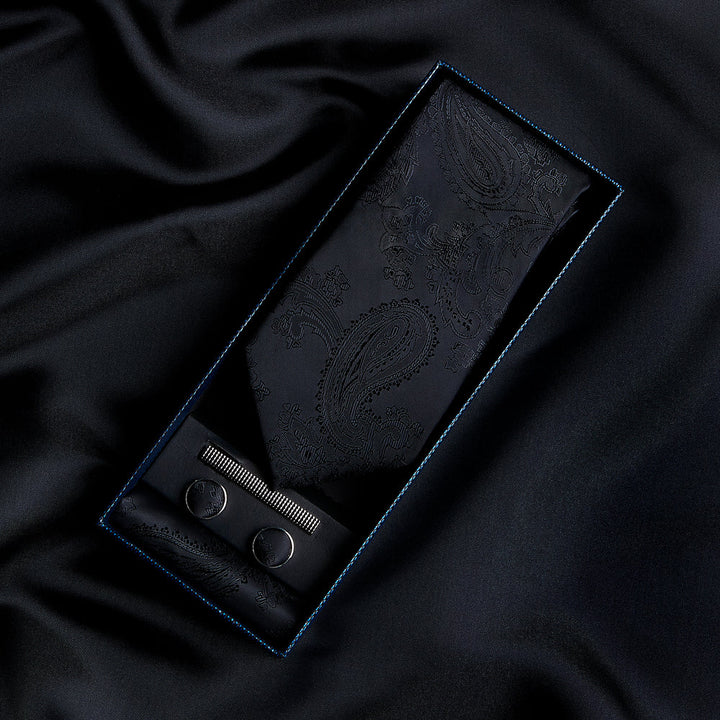 Black Paisley Tie Set