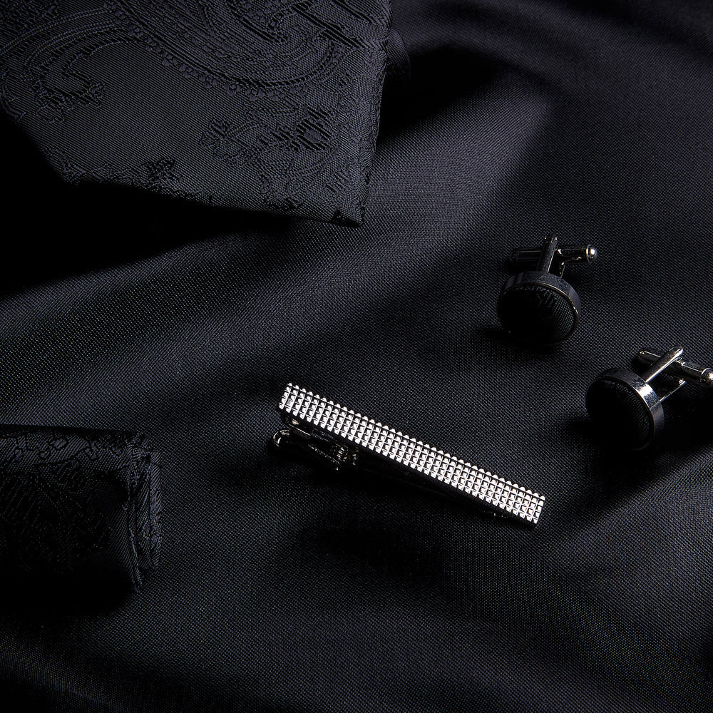 Black Paisley Tie Set