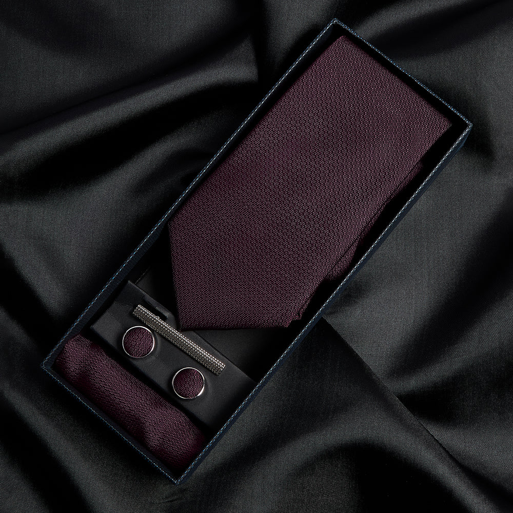 Burgundy Textured Tie Set