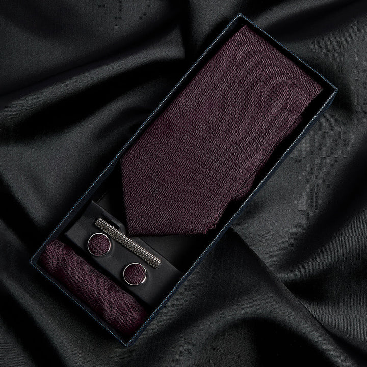Burgundy Textured Tie Set