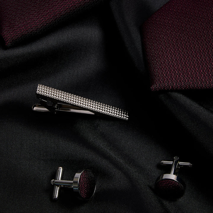 Burgundy Textured Tie Set