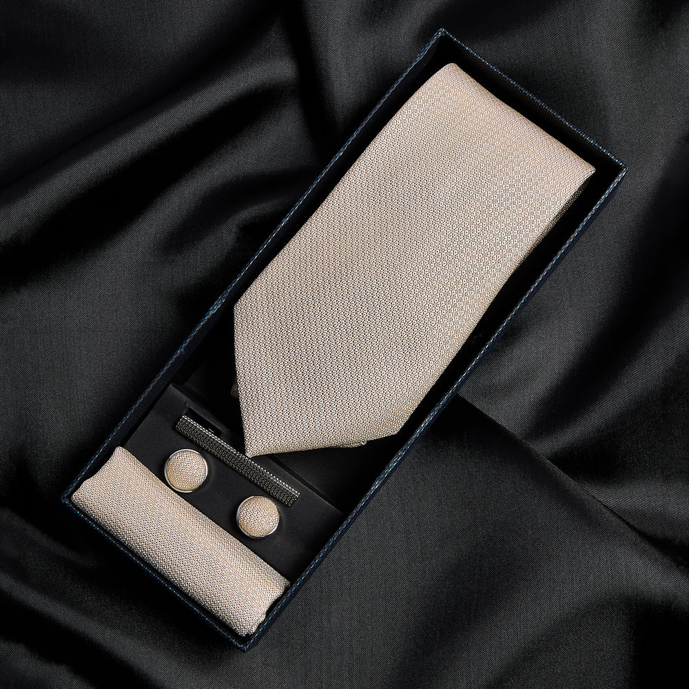 Champagne Textured Tie Set