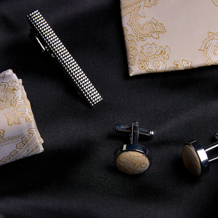 Cream Paisley Tie Set