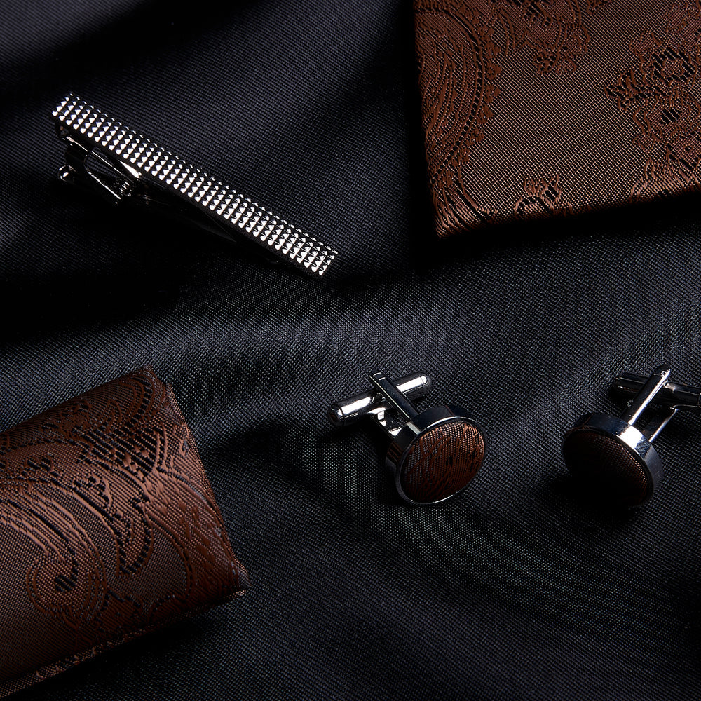 Brown Paisley Tie Set
