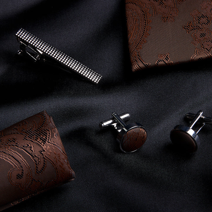 Brown Paisley Tie Set