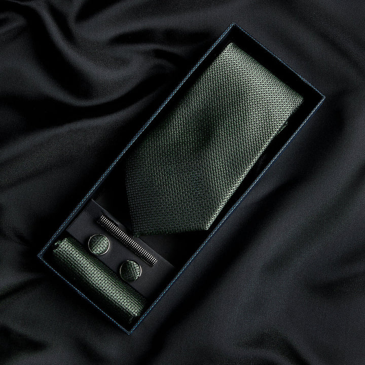 Green Textured Tie Set