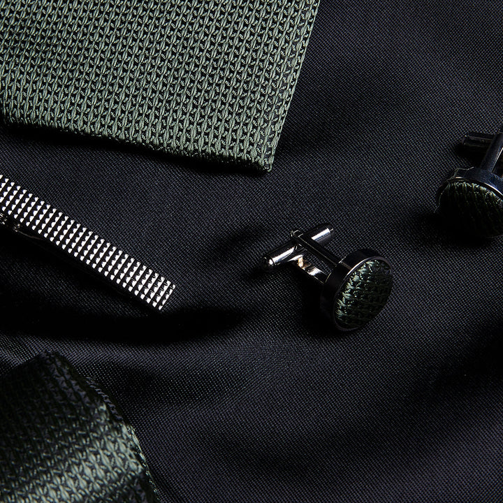 Green Textured Tie Set