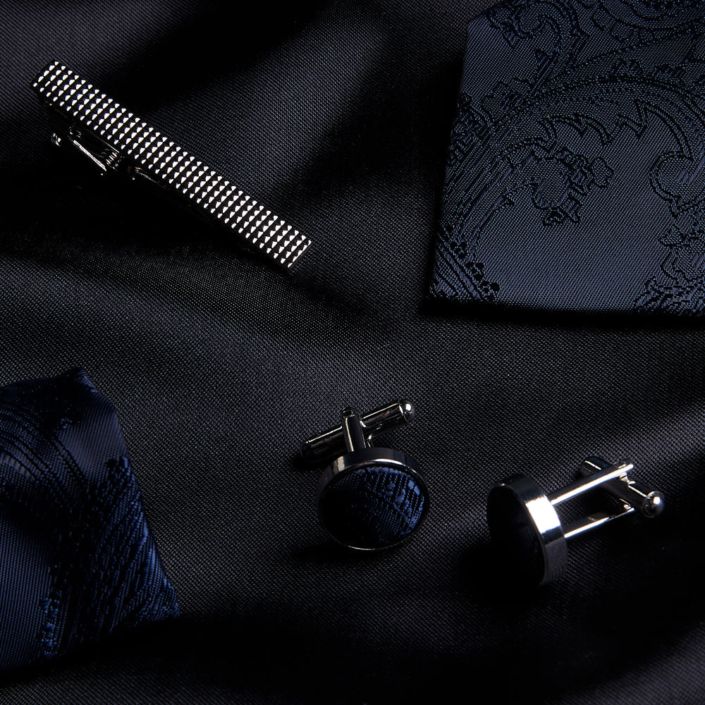 Navy Paisley Tie Set