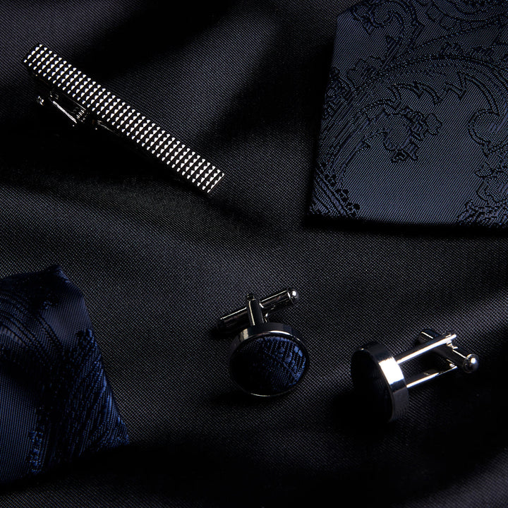 Navy Paisley Tie Set