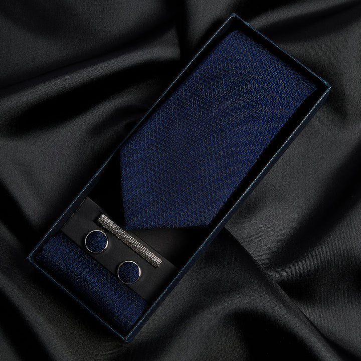 Navy Textured Tie Set