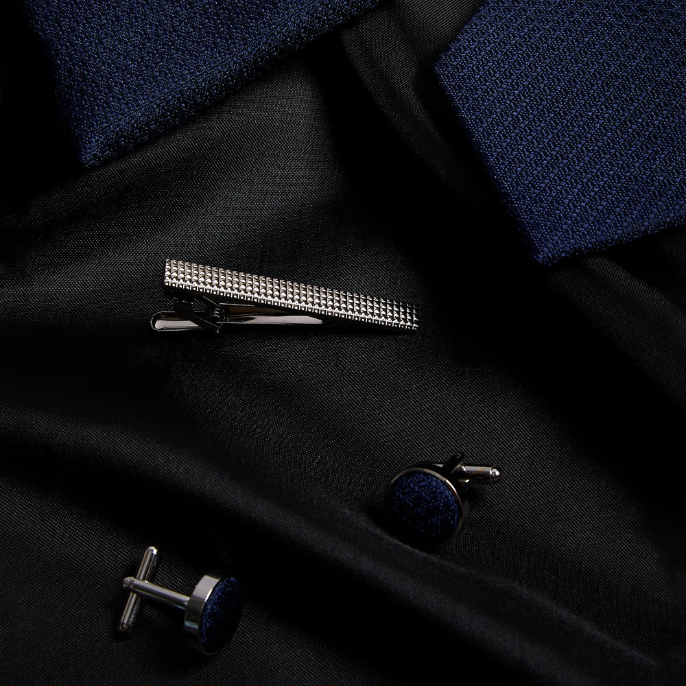 Navy Textured Tie Set