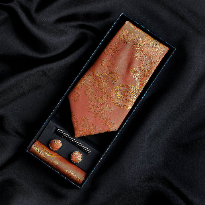 Orange Paisley Tie Set
