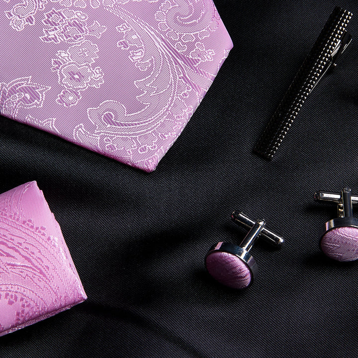 Pink Paisley Tie Set