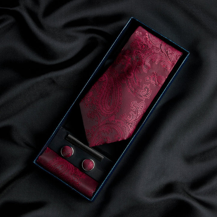 Red Paisley Tie Set