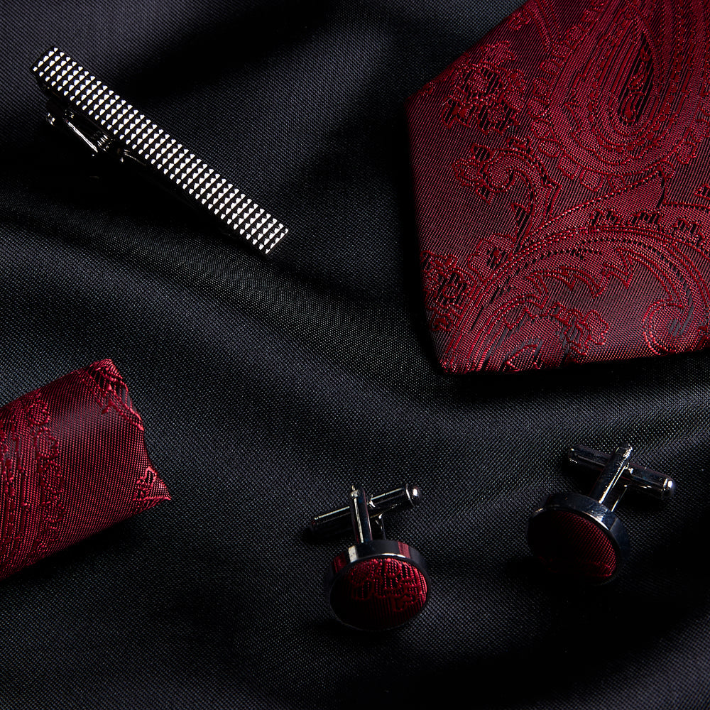 Red Paisley Tie Set