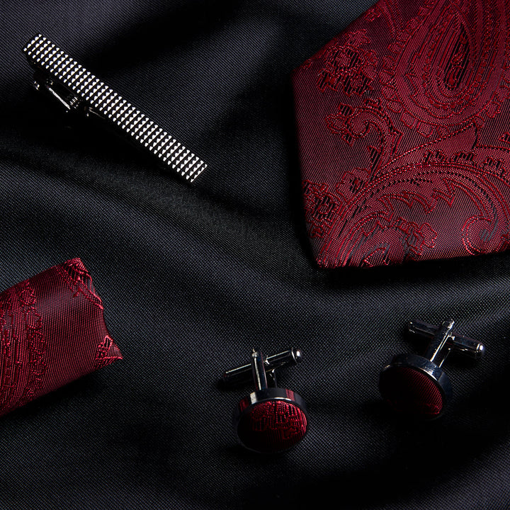 Red Paisley Tie Set